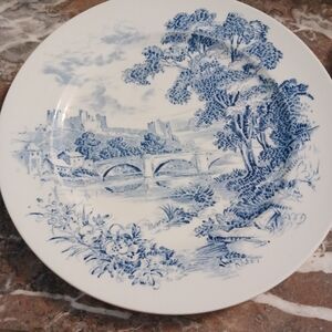 4 Countryside Porcelain Plates, Vintage 1960s Dinnerware By Enoch Wedgwood